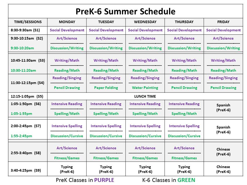 camp schedule template